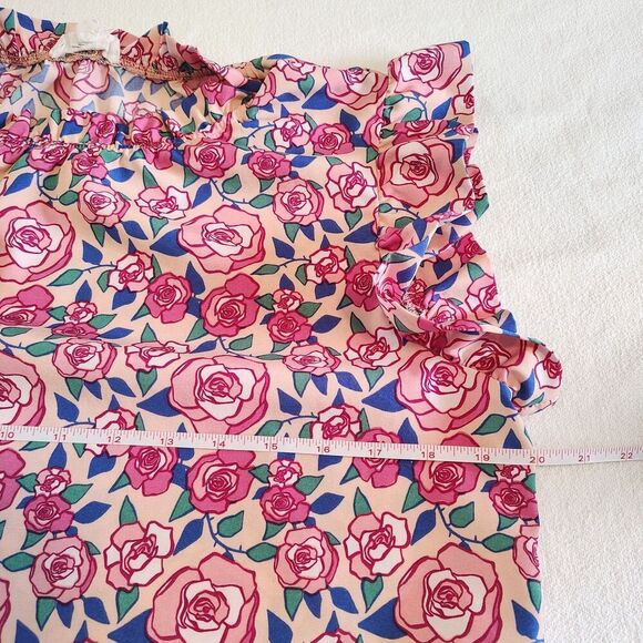 Anthropologie THML Floral Cap Flutter Sleeve Colorful Ruffle Floral Preppy M - Picture 7 of 7